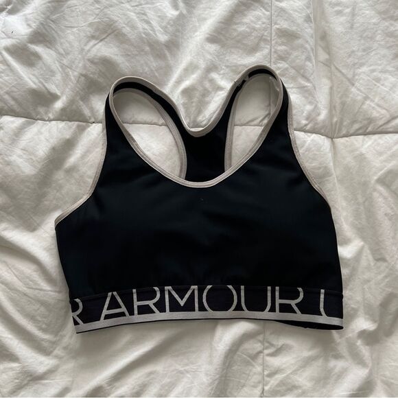 Under Armour Women's HeatGear Sports Bra (Black / White) Size XS/S - Picture 1 of 6